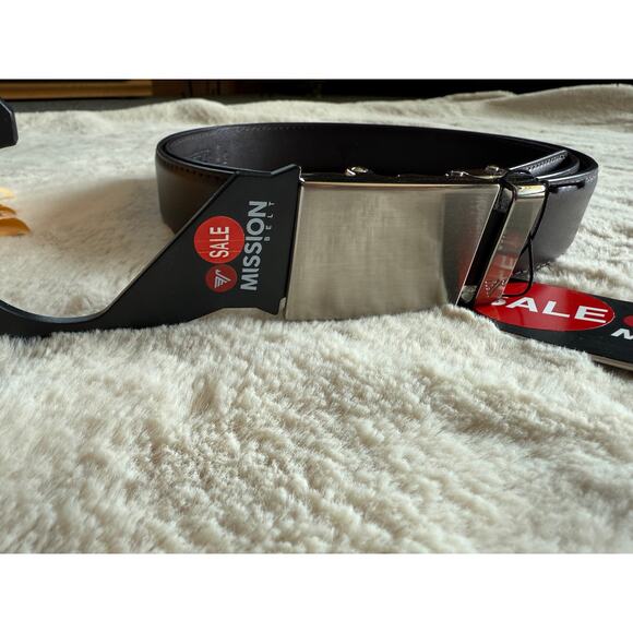 MISSION BELT STEEL BUCKLE DARK BROWN BELT XL - Picture 2 of 3